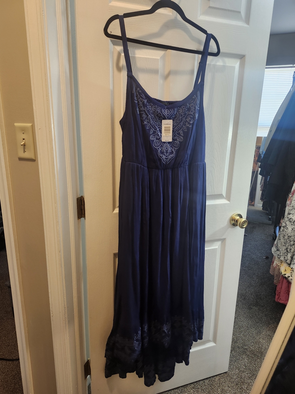 Torrid Navy Embroidered Maxi Dress, Torrid 3 = 3X, NWT